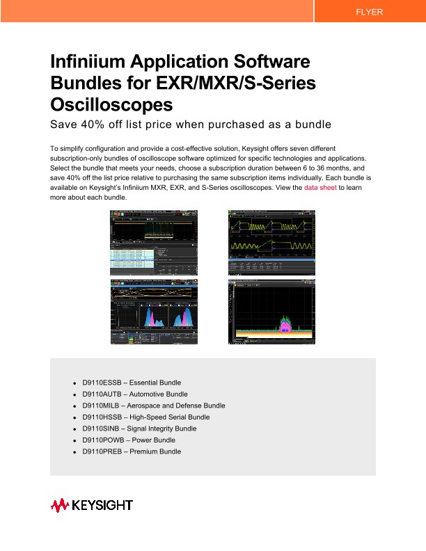 Infiniium Application Software Bundles for EXR/MXR/S-Series Oscilloscopes