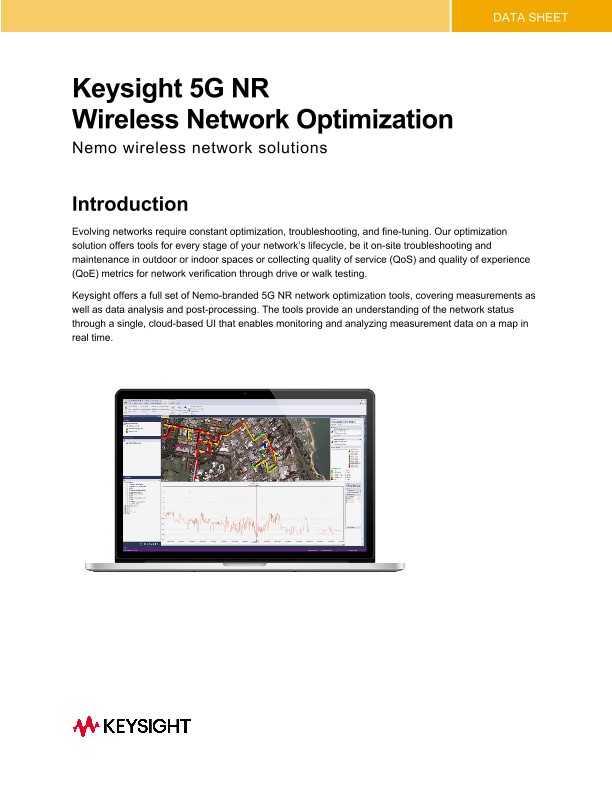 Keysight 5G NR Network Optimization Solution