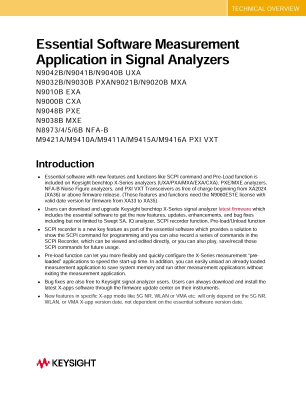 Essential Software Measurement Application in Signal Analyzers